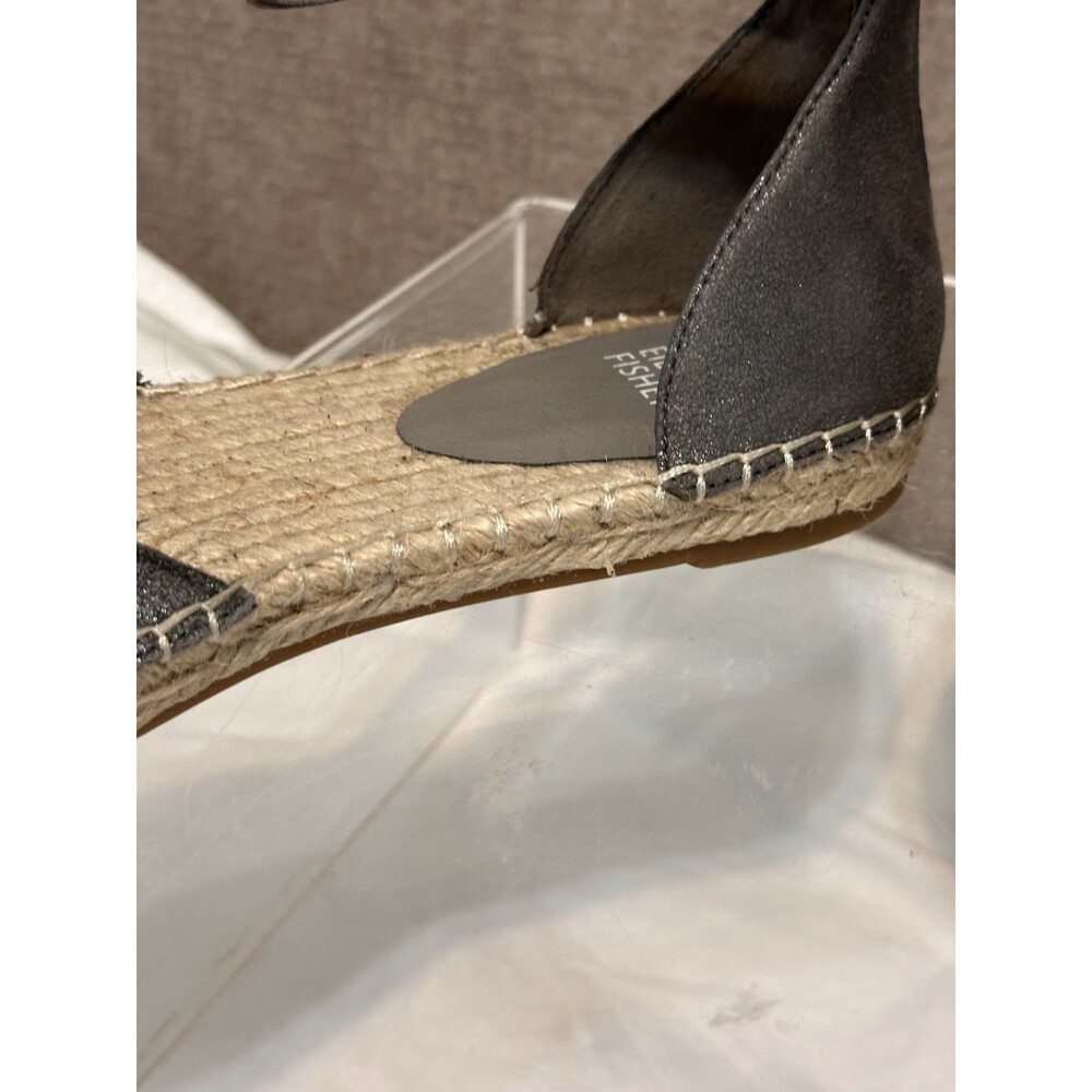 Eileen Fisher Lala Espadrilles Shoes Soft Pewter Metallic Flats US 8.5 EUC - Picture 10 of 16